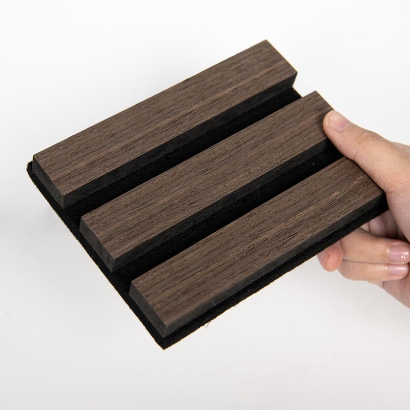 SMARTSTANDARD Sample Wood Slat Wall Panel, Soundproof Wooden Wall Panels, Acoustic Wood Panels for Wall, Dark Walnut, Sample Pack - Image 3